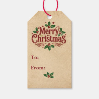 Mid-Century-Kraftpapier-Weihnachtsgeschenkanhänger Geschenkanhänger