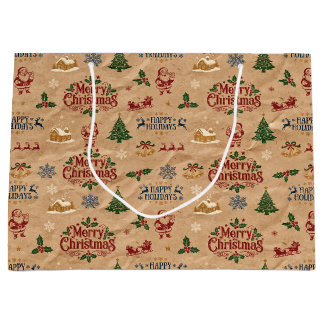Mid-Century-Kraftpapier-Weihnachtspapier Große Geschenktüte