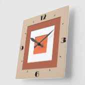 Mid-Century layered squares - taupe and coral Quadratische Wanduhr (Winkel)