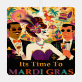 Mid Century Mardi Gras Cocktail Party Ornament Aus Metall (Vorderseite)