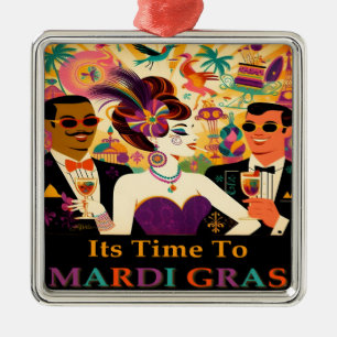 Mid Century Mardi Gras Cocktail Party Ornament Aus Metall