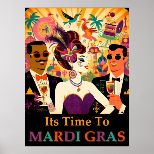 Mid Century Mardi Gras Cocktail Party Poster (Vorne)