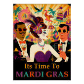 Mid Century Mardi Gras Cocktail Party Poster (Vorderseite)