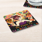 Mid Century Mardi Gras Cocktail Party Rechteckiger Pappuntersetzer (angewinkelt)