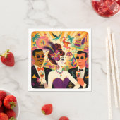 Mid Century Mardi Gras Cocktail Party Serviette (Beispiel)