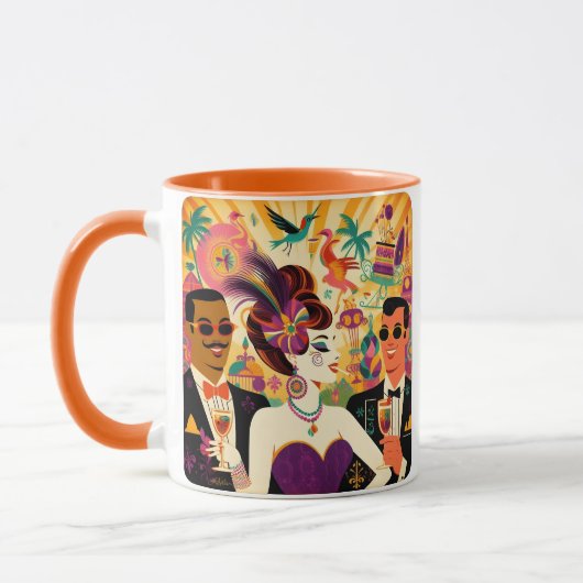Mid Century Mardi Gras Cocktail Party Tasse (Links)