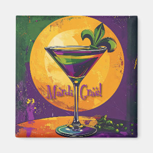Mid Century Mardi Gras Sonnenuntergang Fleur De Li Magnet