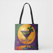 Mid Century Mardi Gras Sonnenuntergang Fleur De Li Tasche (Vorderseite)