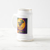 Mid Century Mardi Gras Sunset Fleur De Lis Martini Bierglas (Vorderseite Links)