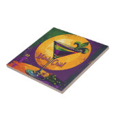Mid Century Mardi Gras Sunset Fleur De Lis Martini Fliese (Seite)