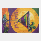 Mid Century Mardi Gras Sunset Fleur De Lis Martini Geschirrtuch (Horizontal)