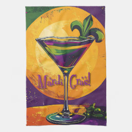 Mid Century Mardi Gras Sunset Fleur De Lis Martini Geschirrtuch