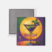 Mid Century Mardi Gras Sunset Fleur De Lis Martini Magnet (Vorderseite/Rückseite)