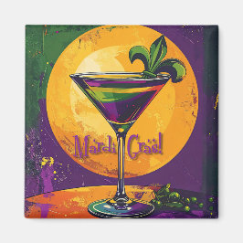 Mid Century Mardi Gras Sunset Fleur De Lis Martini Magnet