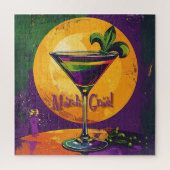 Mid Century Mardi Gras Sunset Fleur De Lis Martini Puzzle (Vertikal)