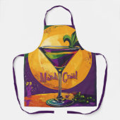 Mid Century Mardi Gras Sunset Fleur De Lis Martini Schürze (Vorderseite)