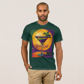 Mid Century Mardi Gras Sunset Fleur De Lis Martini T-Shirt (Vorne ganz)