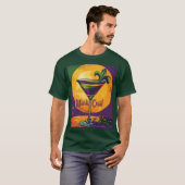 Mid Century Mardi Gras Sunset Fleur De Lis Martini T-Shirt (Vorne ganz)