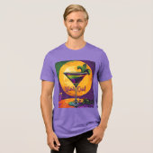Mid Century Mardi Gras Sunset Fleur De Lis Martini Tri-Blend Shirt (Vorderseite voll)