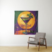 Mid Century Mardi Gras Sunset Fleur De Lis Martini Wandteppich (Beispiel)