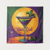 Mid Century Mardi Gras Sunset Fleur De Lis Martini Wandteppich (Vorderseite)