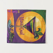 Mid Century Mardi Gras Sunset Fleur De Lis Martini Wandteppich (Vorderseite (Horizontal))