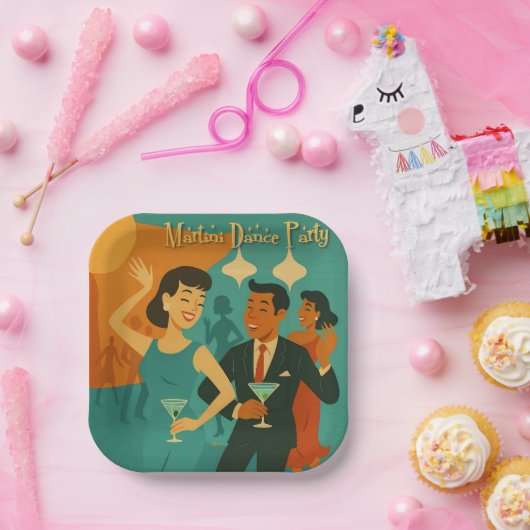 Mid Century Martini Dance Party Pappteller (Party)