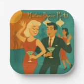 Mid Century Martini Dance Party Pappteller (Vorderseite)