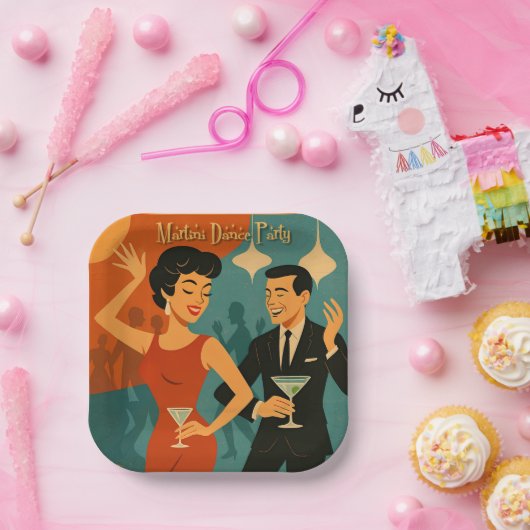 Mid Century Martini Dance Party Pappteller (Party)