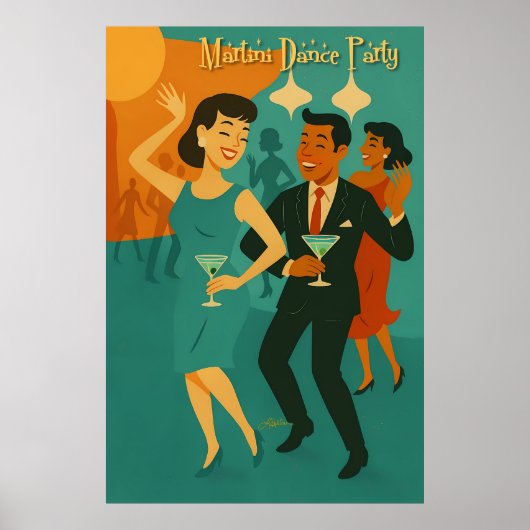 Mid Century Martini Dance Party Poster (Vorne)