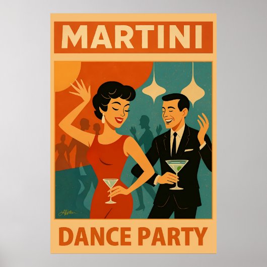 Mid Century Martini Dance Party Poster (Vorne)