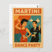 Mid Century Martini Dance Party Postkarte (Vorne/Hinten)