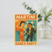 Mid Century Martini Dance Party Postkarte (Stehend Vorderseite)