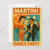 Mid Century Martini Dance Party Postkarte (Vorne/Hinten)