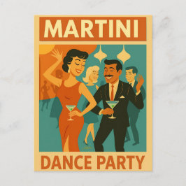 Mid Century Martini Dance Party Postkarte