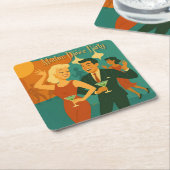 Mid Century Martini Dance Party Rechteckiger Pappuntersetzer (angewinkelt)
