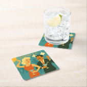 Mid Century Martini Dance Party Rechteckiger Pappuntersetzer (Vor Ort)