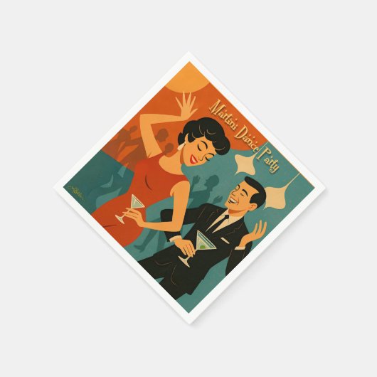 Mid Century Martini Dance Party Serviette (Ecke)