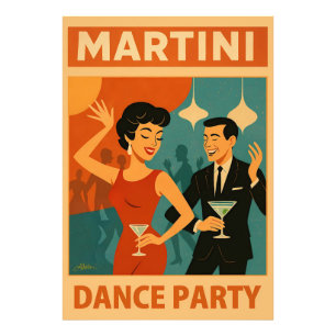 Mid-Century-Martini-Tanzparty Fotodruck