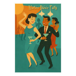 Mid-Century-Martini-Tanzparty Fotodruck