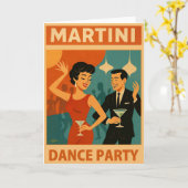 Mid-Century-Martini-Tanzparty Karte (Gelbe Blume)