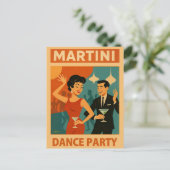 Mid Century Martini Tanzparty Postkarte (Stehend Vorderseite)