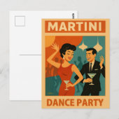 Mid Century Martini Tanzparty Postkarte (Vorne/Hinten)