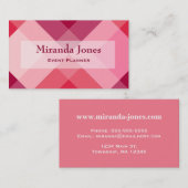 Mid Century Mega kariert - Rosa und Wein Visitenkarte (Vorne/Hinten)