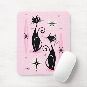 Mid Century Meow Retro Atomare Katzen auf coolen R Mousepad