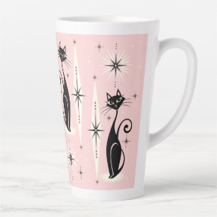 Mid Century Meow Retro Atomare Katzen auf warmem R Milchtasse
