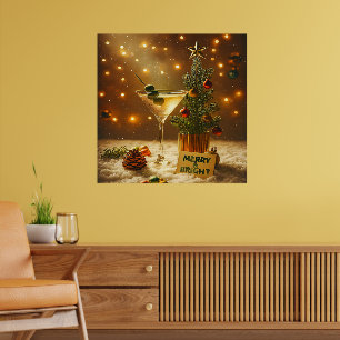 Mid Century Merry & Bright Martini Weihnachtsbaum  Poster