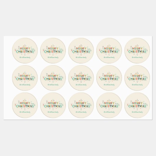 Mid-Century Merry Christmas – Retro Style Etiketten (Blatt)
