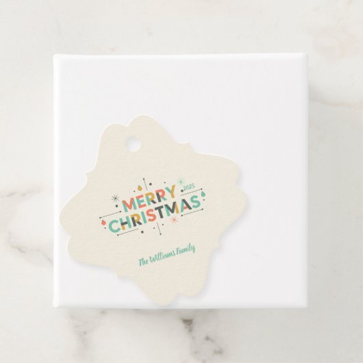 Mid-Century Merry Christmas – Retro Style Geschenkanhänger (Beispiel)