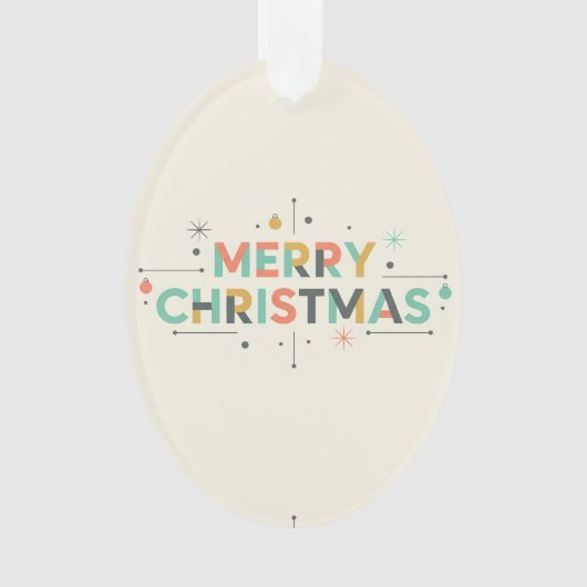 Mid-Century Merry Christmas – Retro Style Ornament (Vorderseite)